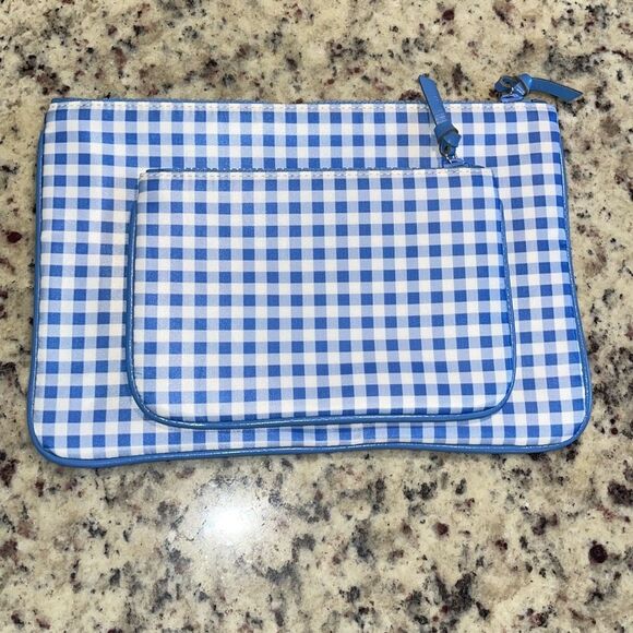 Vineyard Vines Set of 2 Womens‎ Gingham Square Pouch Handbags Blue White - Picture 3 of 7